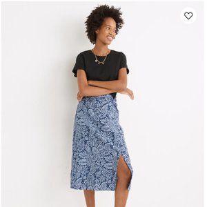 Linen-Blend Knotted Midi Skirt in Paisley Garden - 6